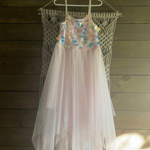 Girls pink maxi with holographic sequin